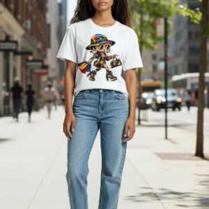 Gildan White Short Sleeve Tee with Colorful Graphic